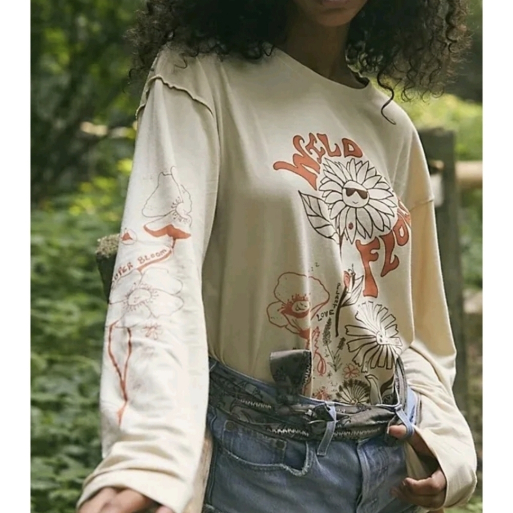 Free People Care FP Wildflower Doodles Tee